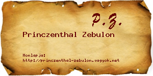 Princzenthal Zebulon névjegykártya